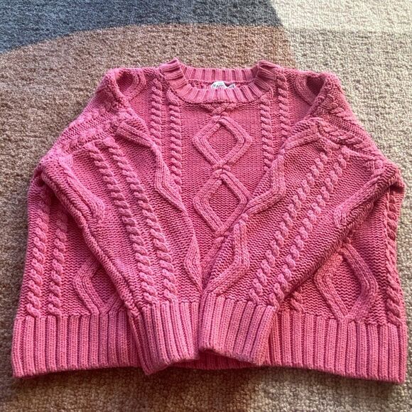 Anaya Oversized Cable Wool Princess Polly Pink Pullover Sweater - Picture 5 of 7